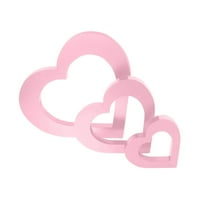 3Pcs Valentine's Day Heart Shaped Sculpture Wooden Decors, Valentine's Day Decorations, Valentine's Day Gifts