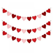 3Pcs Valentines Day Heart Garland Decorations Valentines Day Pull Flag Bunting Banners Love Heart Hanging Banner for Valentines Day Wedding Anniversary Engagement Party Decor
