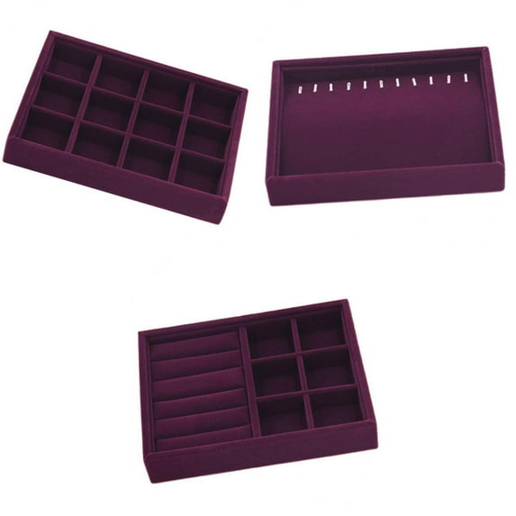 3Pcs Velvet Bracelet Bangle Display Tray s Pendants Jewelry Storage Box