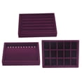 thumbnail image 1 of 3Pcs Velvet Stackable Jewelry Tray Closet Dresser Drawer Organizer for Accessories, Gadgets & Cosmetics, Storage Display Showcase Holder Box, 1 of 8