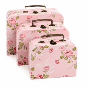 3Pcs Vintage Floral Storage Boxes with Lids, Decorative Cardboard Keepsake Boxes Set with Handle and Lock, Nesting Organizer Cases for Gift Packaging Photo Storage Wedding Anniversary Display