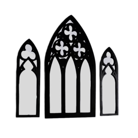 3Pcs Vintage Gothic Arched Window Mirror Wall Hanging for Unique Interior Decors