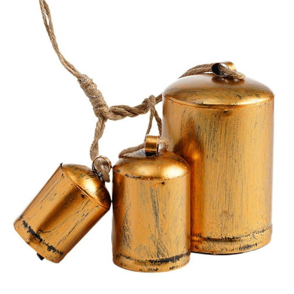 3Pcs Vintage Handmade Rustic Door Hanging Bells Harmony Cow Bells for Lucky Christmas Décor Farmhouse Metal Shabby  Bells