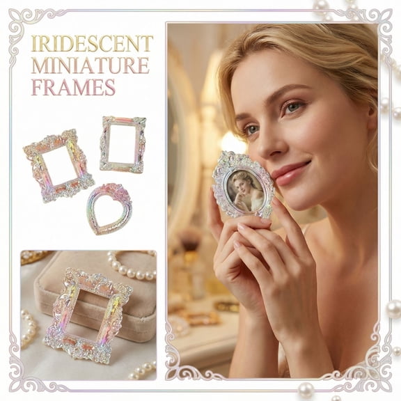 3Pcs Vintage Mini Picture Frames, Vintage Embossed Mini Photo Frame Small Resin Picture Frame Tabletop Decoration Antique Border Home Decor Gift for Valentine's Day Easter Mother's Day