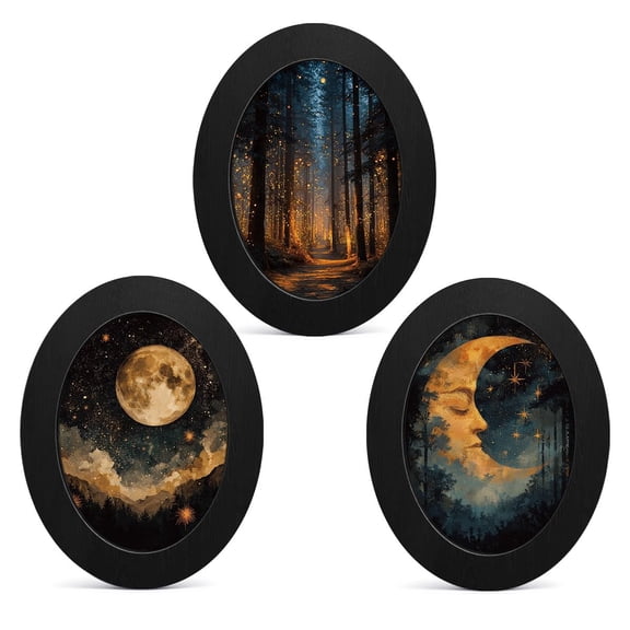 3Pcs Vintage Moody Butterfly Art Oval Small Wall Art Framed Decor