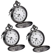 3Pcs Vintage Pocket Watch,Stainless Steel Quartz Pocket Watch with Chain