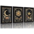thumbnail image 1 of 3Pcs Vintage Tarot Celestial Canvas Wall Art Sun Moon Stars Wall Decor Pictures Gothic Dark Aesthetic Flower Posters Prints for Living Room Bedroom Home Decoration, 1 of 6