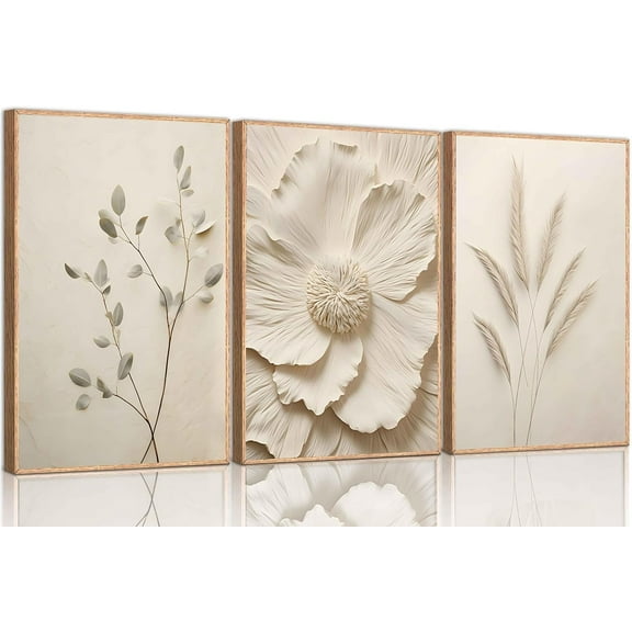 3Pcs Vintage Wildflower Canvas Wall art Country Farmhouse Watercolor Flower Botanical Painting Pictures Wall Decor Floral Poster Print Artwork for Bedroom Living Room Girls Room Decoration