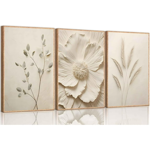 3Pcs Vintage Wildflower Canvas Wall art Country Farmhouse Watercolor Flower Botanical Painting Pictures Wall Decor Floral Poster Print Artwork for Bedroom Living Room Girls Room Decoration