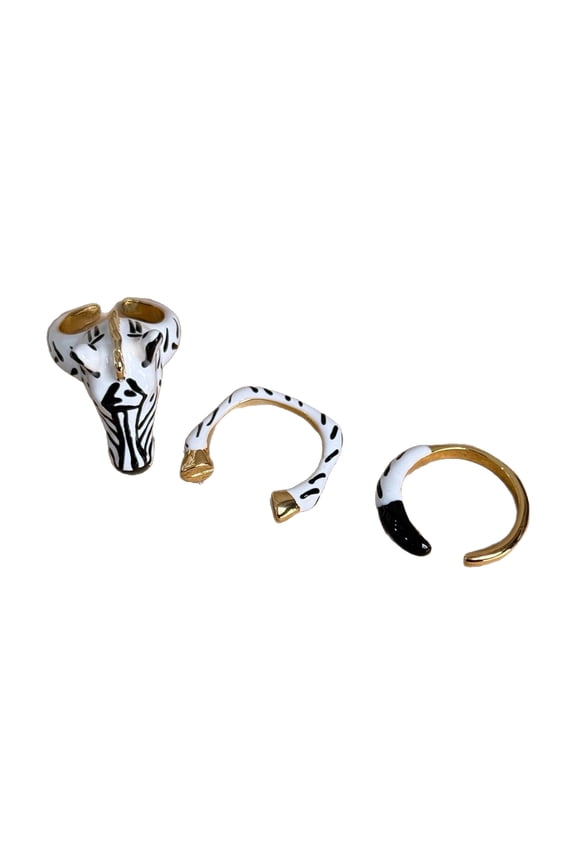 Adjustable Zebras Rings Set Elegant Retro Inspired Jewelry Statement Finger Accessories For Women Fashion Lovers