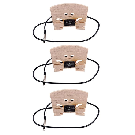 3Pcs Violin Bridge with Internally Mounted Piezo Pickup for 4/4 Full Size Electric Violin Parts Replacement,3 x Violin Bridge,wood color