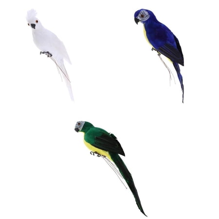 3Pcs Vivid Animal Statues Macaw Parrot Bird Outdoor Garden Grassland Tree Standing Lawn Ornament Photography Props Home