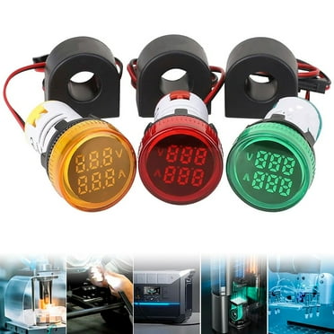 3Pcs Volt Amp Meter Ac 60-500V 100A Voltage Current Monitor Digital Led Display Yellow