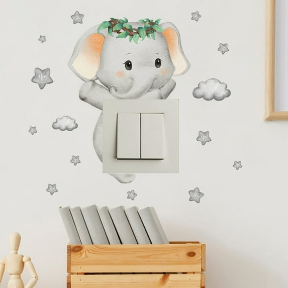 3Pcs Wall Stickers under $5! Yrmaups Wall Stickers with Animals, Elephants Stars Background Wall Decal, Removable Wall Stickers for Living Room, Bedroom, DIY Wall Art forkidsRoom