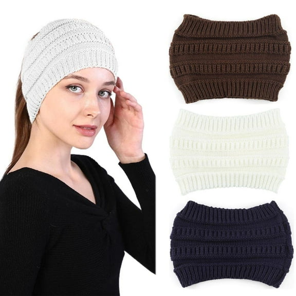 3Pcs Warm Winter Headbands Knitted Turban Head Wraps Wide Crochet Stretchy Ear Warmer Soft Stretch Head Scarfts for Women and Girls