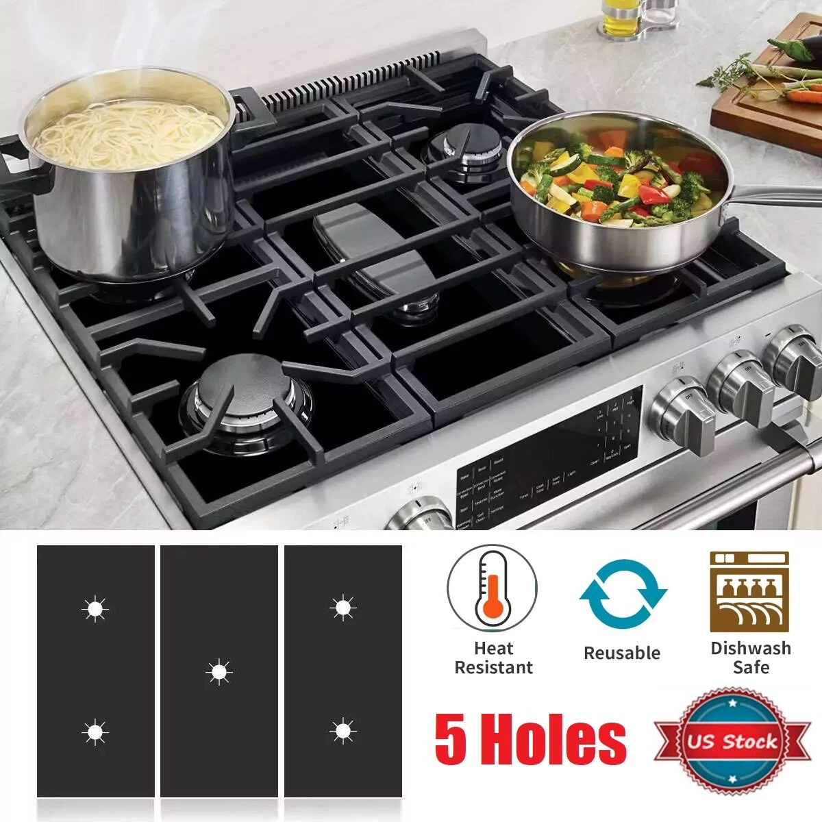 3Pcs Washable Stove Protector Stove Burner Covers For Gas Stove Top Non-Stick