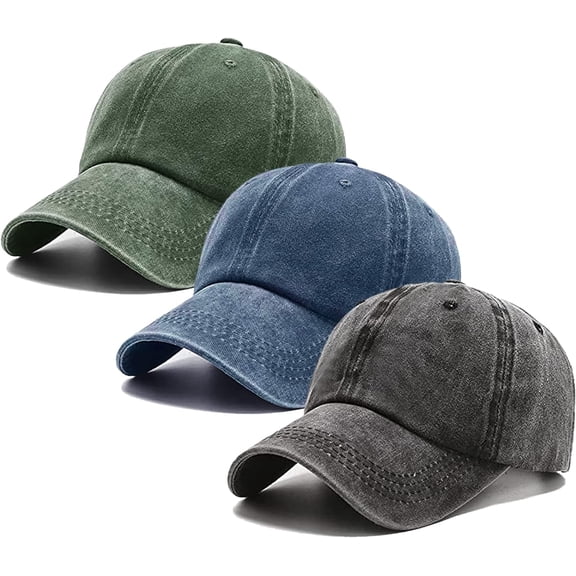 3Pcs Washed Plain Vintage Baseball Cap Cotton Adjustable Twill Bulk Low Profile Classic Dad Hat for Men/Women