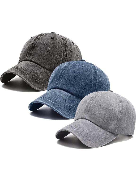 3Pcs Washed Plain Vintage Baseball Cap Cotton Adjustable Twill Bulk Low Profile Classic Dad Hat for Men/Women