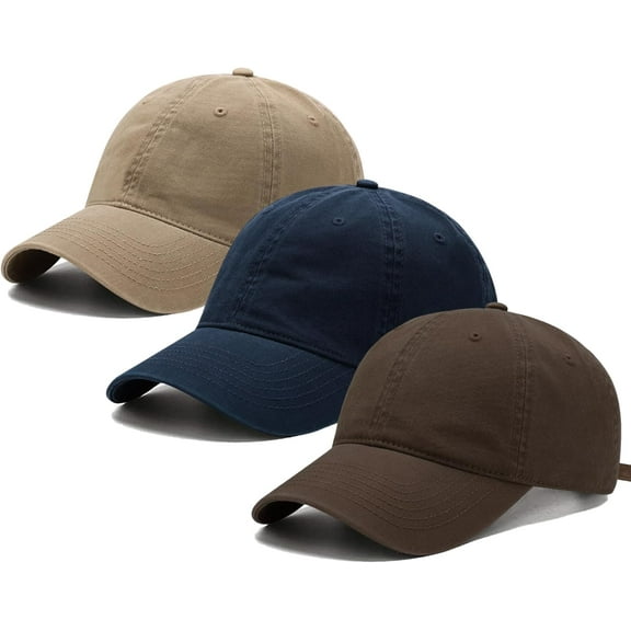3Pcs Washed Plain Vintage Baseball Cap Cotton Adjustable Twill Bulk Low Profile Classic Dad Hat for Men/Women