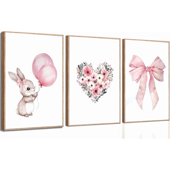 3Pcs Watercolor Flowers Canvas Wall Art In A Field Of Roses She Is A Wildflower Painting Picture Wall Decor Pink wreath Poster Print Artwork for Nursery living room Girls Room Home Decoration