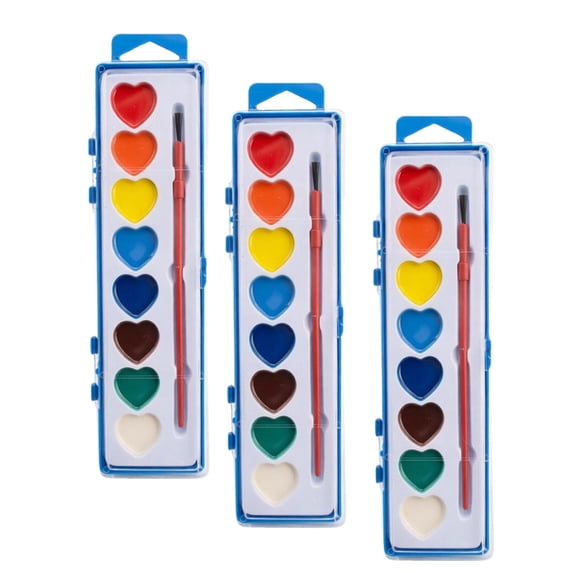 3Pcs Watercolor Paint Set - 1Set Washable Gouache Pigment Pan with Brush for Beginners Students Art Supplies 8 Colors