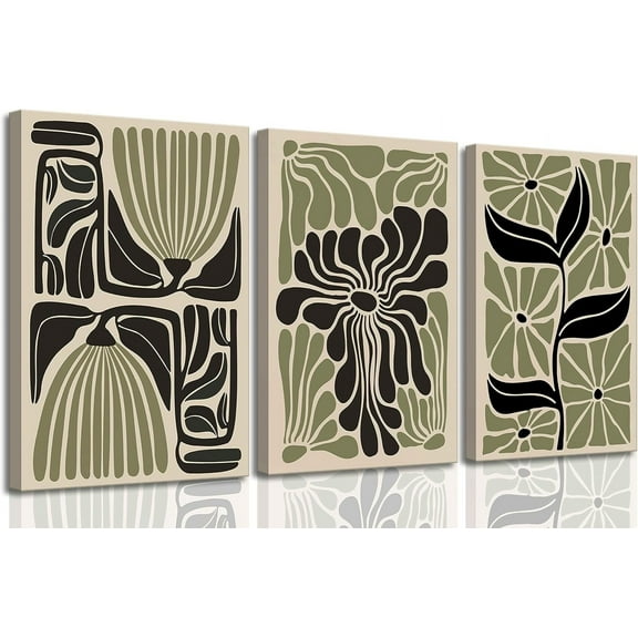 3Pcs Watercolor Wildflower Canvas Wall Art Modern Minimalist Colorful Botanical Floral Painting Pictures Wall Decor Flower Posters Print Artwork for Living Room Bedroom Woman's room Home