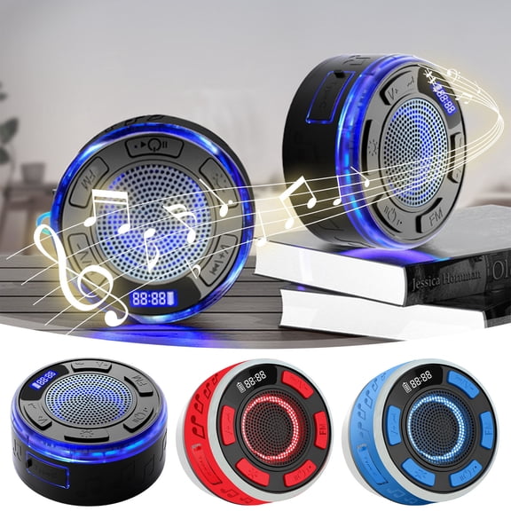 3Pcs Waterproof Speaker Under $5! Kadlawus IPX7 Waterproof Bluetooth Speaker, Shower Speaker with RGB Light, Detachable Suction Cup, 360 Degree Sound, Portable Outdoor Speaker for Pool Beach Camping