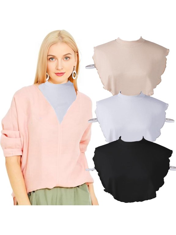 3Pcs Wearable Mock Camisole Bra Insert Overlay Modesty Panel Vest Under Blouses Cleavage Cover for Women