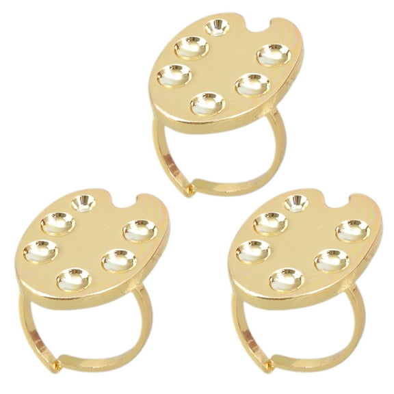 3Pcs Wearable Nails Art Polish Holder Fingertip Manicure Palette Rings Nails Palette Finger Rings Metal Manicure Tools
