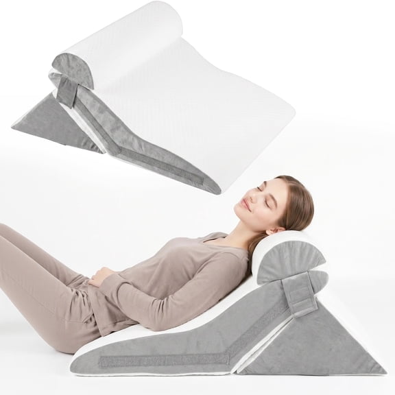 3Pcs Wedge Pillow Headboard, Adjustable Orthopedic Bed Wedge Pillows Set for Sleeping After Surgery Acid Reflux  Back Pain Relief, White