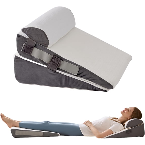 3Pcs Wedge Pillow Set for After Surgery,Acid Reflux Relief, Adjustable Bed Pillows Sleeping,Anti Snore, Memory Foam Triangle Back&Neck&Shoulder Pain White&Grey