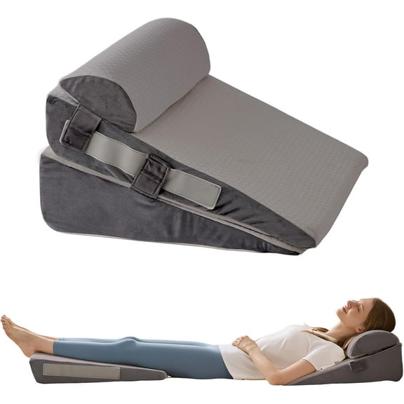 3Pcs Wedge Pillow Set for After Surgery,Acid Reflux Relief, Adjustable Bed Wedge Pillows for Sleeping,Anti Snore, Memory Foam Triangle Pillow for Back&Neck&Shoulder Pain Relief, Grey