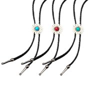 3Pcs Western Daisy Stone Pendant Bolo Tie Cord Necktie for Festivals