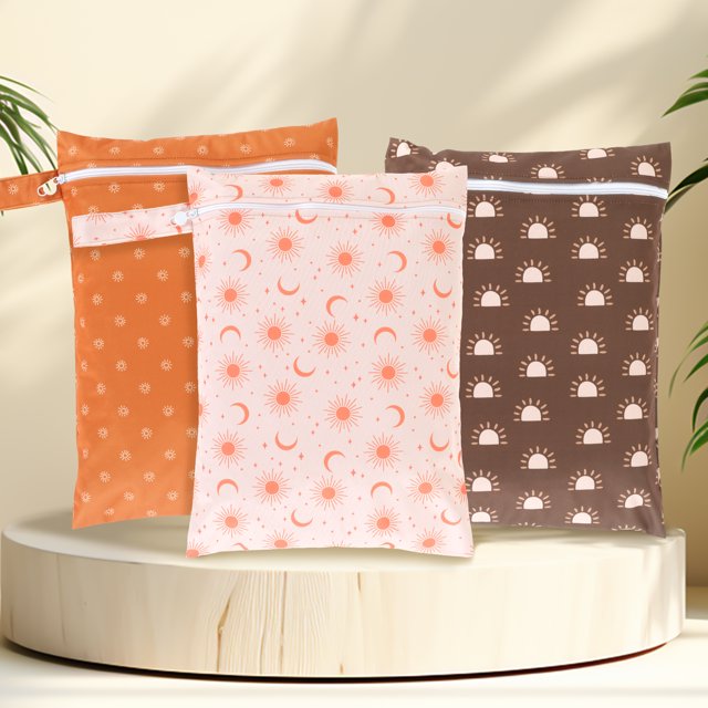 3Pcs Wet Bags with Zipper Closure Waterproof Wet Storage Bag Large