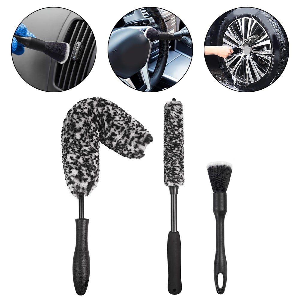 3Pcs Wheel Brush Kit For Cleaning Wheel And Tire, Car Detailing Brushes