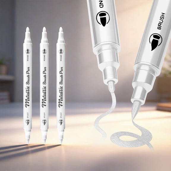 3Pcs White Acrylic Pigment Marker Set,Fine Tip Quick Dry Ink Pens,Multi Surface Art Craft Drawing Tools,Wood Glass Canvas Ceramic Compatible Markers,Permanent Creative Painting Writing Supplies