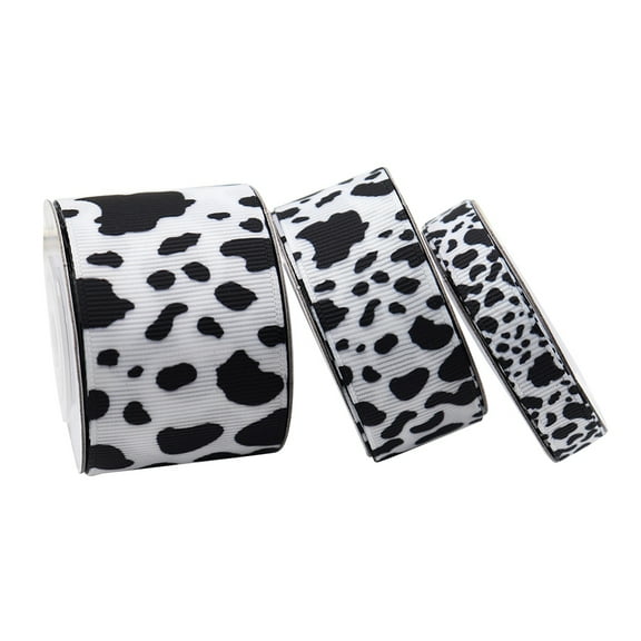 3Pcs White Black Cow Print Wired Edge Ribbon Craft Ribbons Gift Wrapping Animal for DIY Crafts
