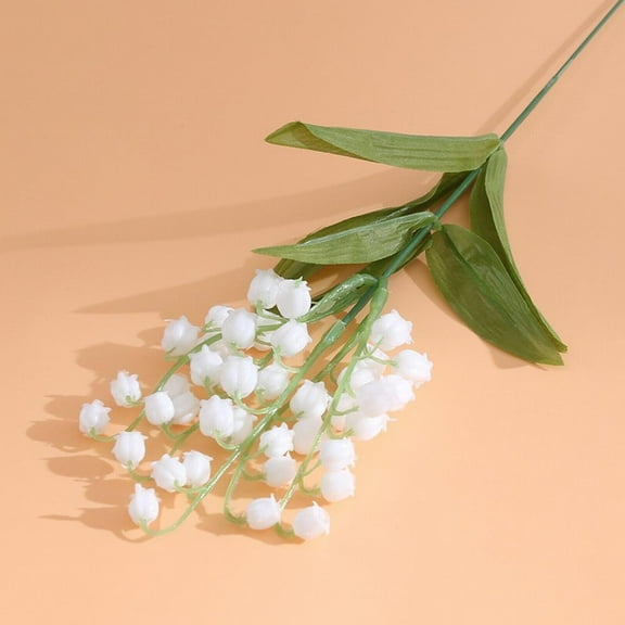 3Pcs White Lily Of The Valley Fake Green Leaves Artificial Plastic Flower Small Fresh Bouquet Home Garden Wedding Decoration