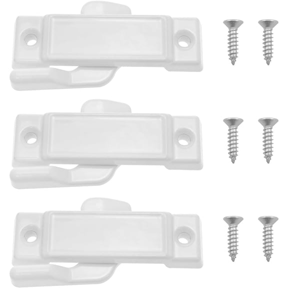 3Pcs White Window Sash Locks for Vertical Sliding Windows with Mounting Screws