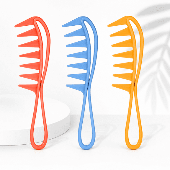 3Pcs Wide Tooth Shark Teeth Comb for Curly Wet Thick Wavy Hair Wigs