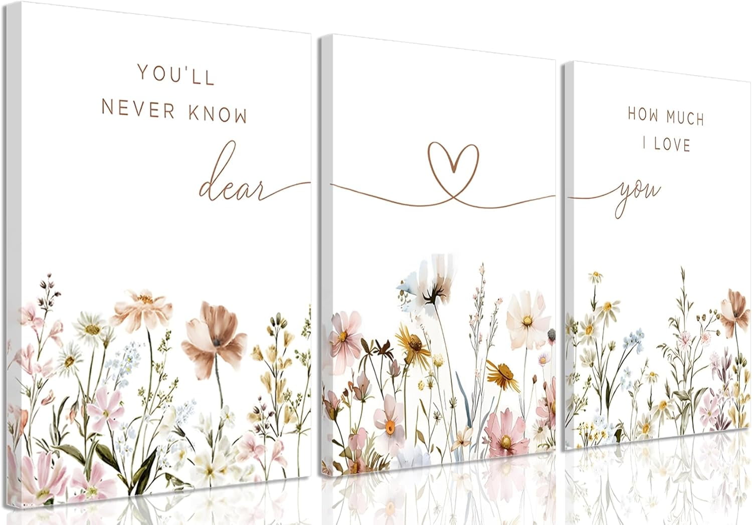 3Pcs Wildflower Nursery Canvas Wall Art Flower Botanical Sentence Poster Painting Picture Wall Decor Boho Girl Nurseries Print Artwork for Nursery Baby Room Living Room Bedroom Home Decoration12x16in