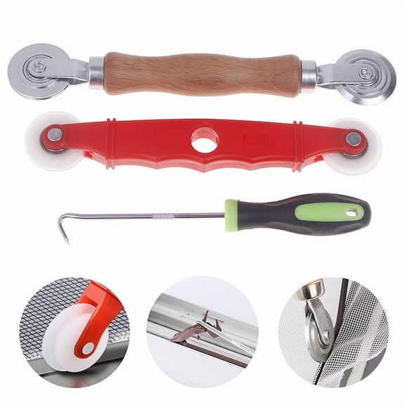 3Pcs Window Install Tools Press Screen Pulley Roller Repair Tools Window Screen Accessories Screen Door Mesh Pressing Wheel Kit