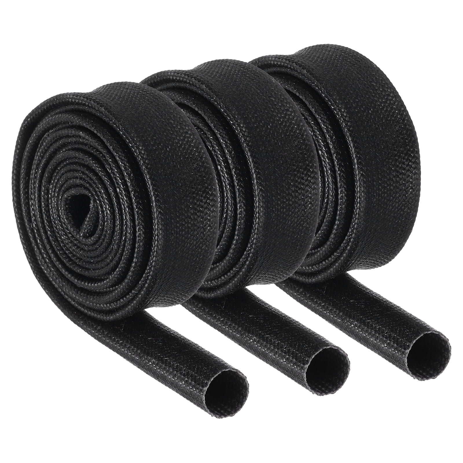 3Pcs Wire Insulation Braid Fire Sleeve,3.28Ft-7mm ID Black, High Temp ...