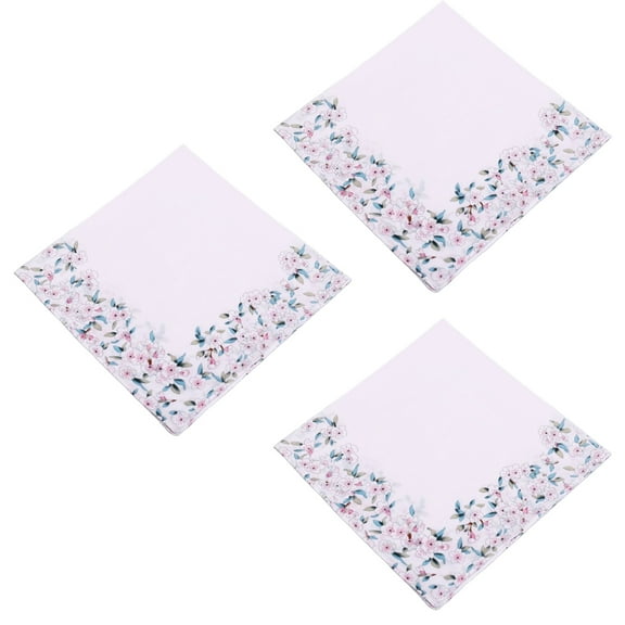 3Pcs Women Hankies Embroidered Cotton Fragmented Flower Hanky Florals Cotton Handkerchief Reusable Sweat Bandana