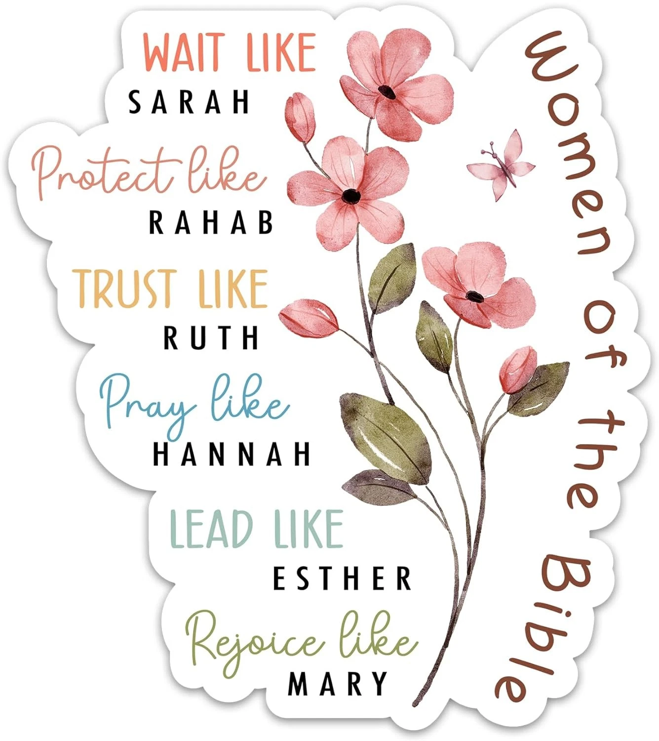 3Pcs Women Of The Bible Stickers, Wait Like Sarah Perfect Multicolor