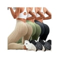thumbnail image 1 of 3Pcs Women's Seamless V Back Gym Leggings Low V Cut Butt Lifting Ribbed Yoga Pants Yoga Sports Apricot, green and black L, 1 of 5