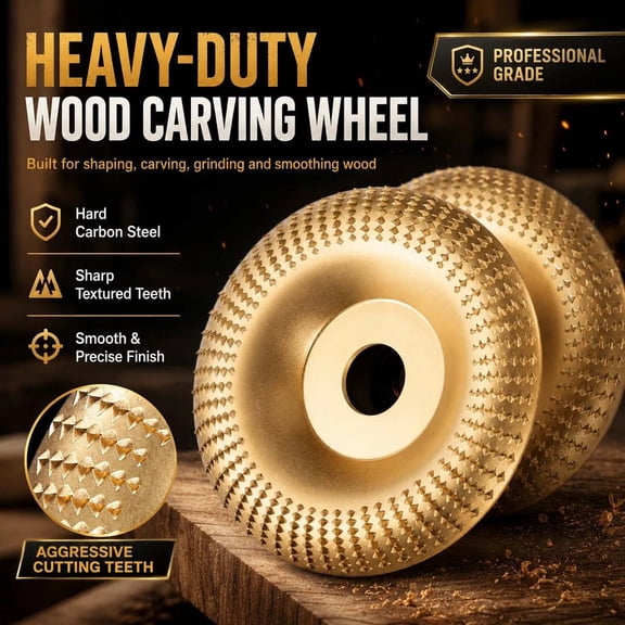 3Pcs Wood Carving Disc Set for Angle Grinder - 4.5 Inch Polishing Pad with Tungsten Teeth - Wood Shaping Grinder Wheel Attachment