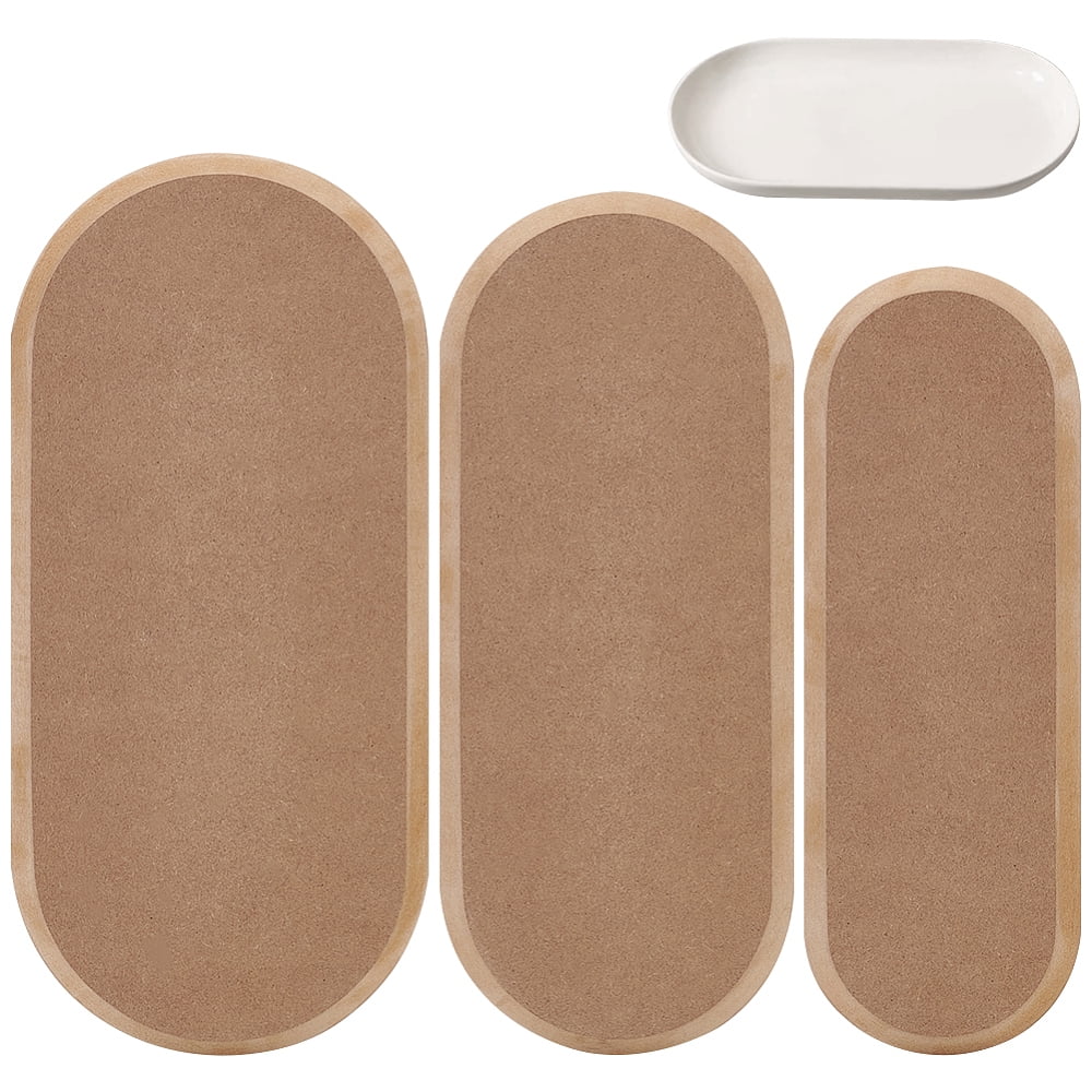 3Pcs Wood Clay Cutter Base Plate Kit Clay Modeling Tool Tan Oval 28.9~35x10~16x1.55cm
