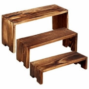 FKSZLL 3Pcs Wood Display Risers Stands, Wooden Cake Cupcake Display Riser Stand Set, 3 Tier Rustic Food Shelf Organizer for Desserts