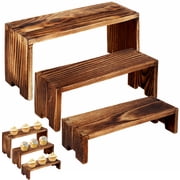 FKSZLL 3Pcs Wood Display Risers Stands, Wooden Cake Cupcake Display Riser Stand Set, 3 Tier Rustic Food Shelf Organizer for Desserts